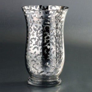 Diamond Star Glass Hurricane Candleholder - Silver