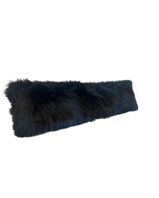 Black Faux Fur King Front Pillow