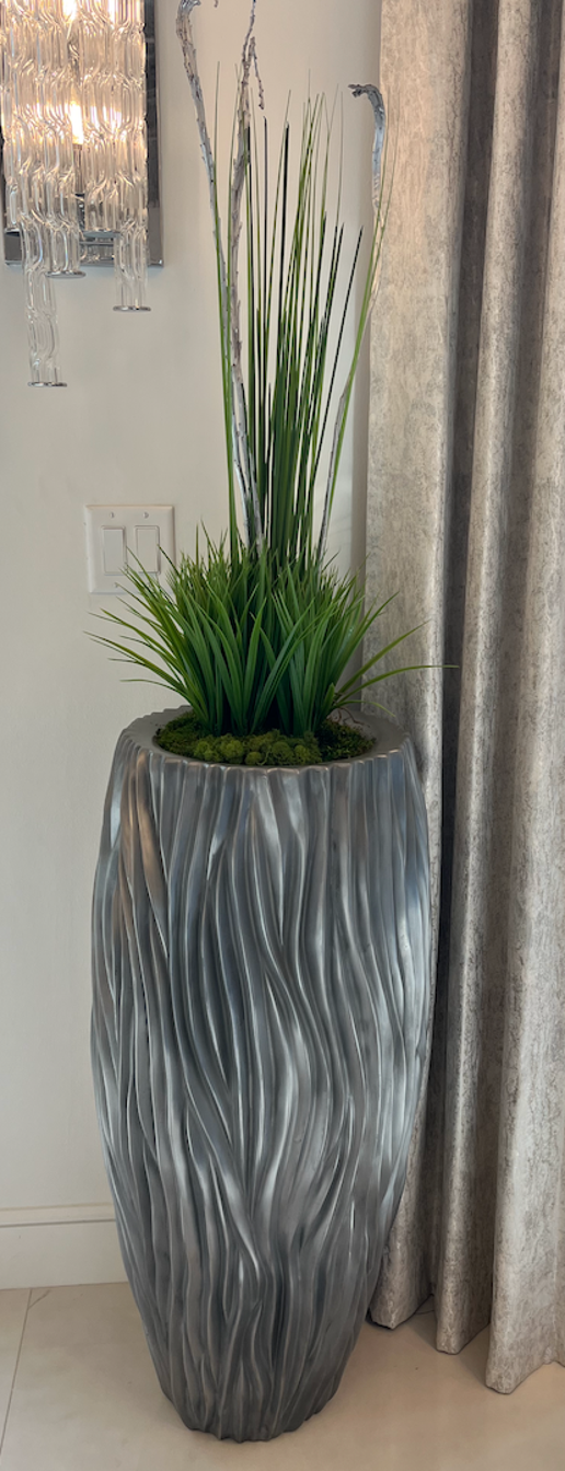 Extra Large Pot Floral - Silver