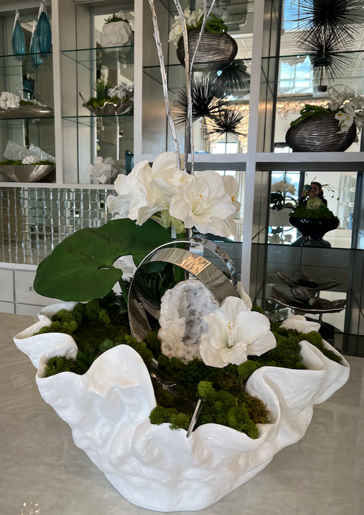 Extra Large Bowl Floral - White