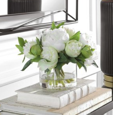 Clear Vase w/ White Flowers