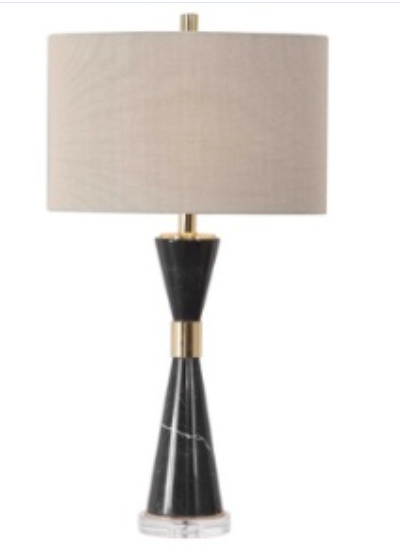Hourglass Shape Marble Lamp - Black