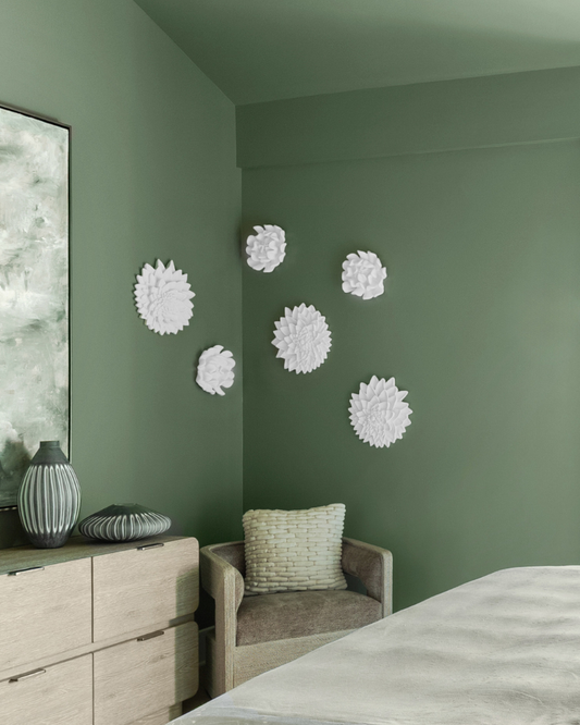 Dahlia Flower Wall Flower Art - White Stone