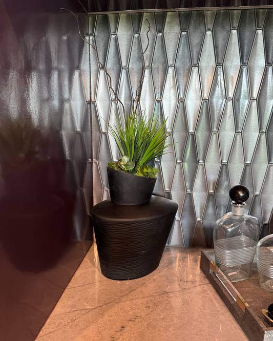 Custom Floral - Black Vase