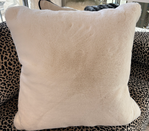 26x26 White Faux Fur Euro Pillow