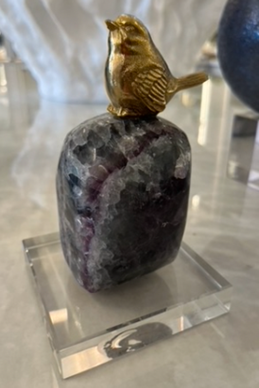 Gold bird on Amethyst stone
