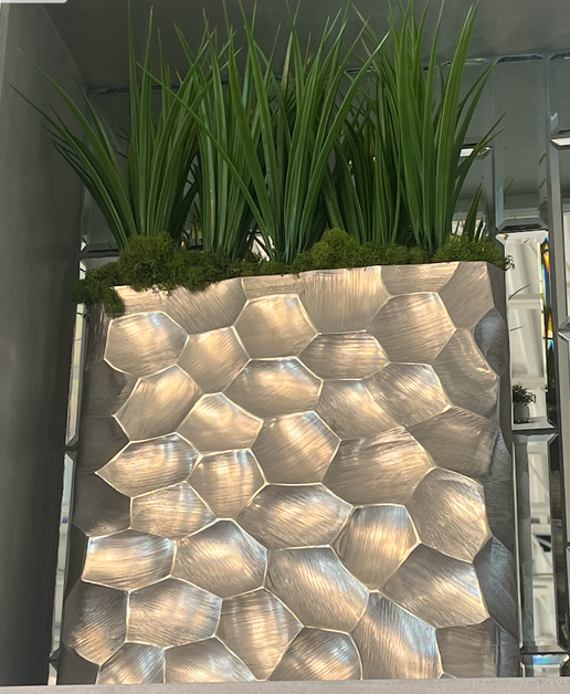 Grass Floral in Rectangle Container - Silver