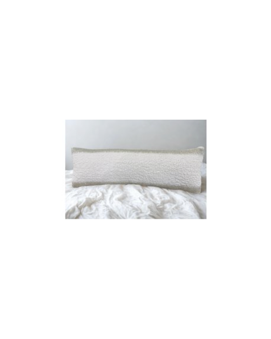 14 X 38 Ruched Velvet and Silver Beading Front Pillow - White