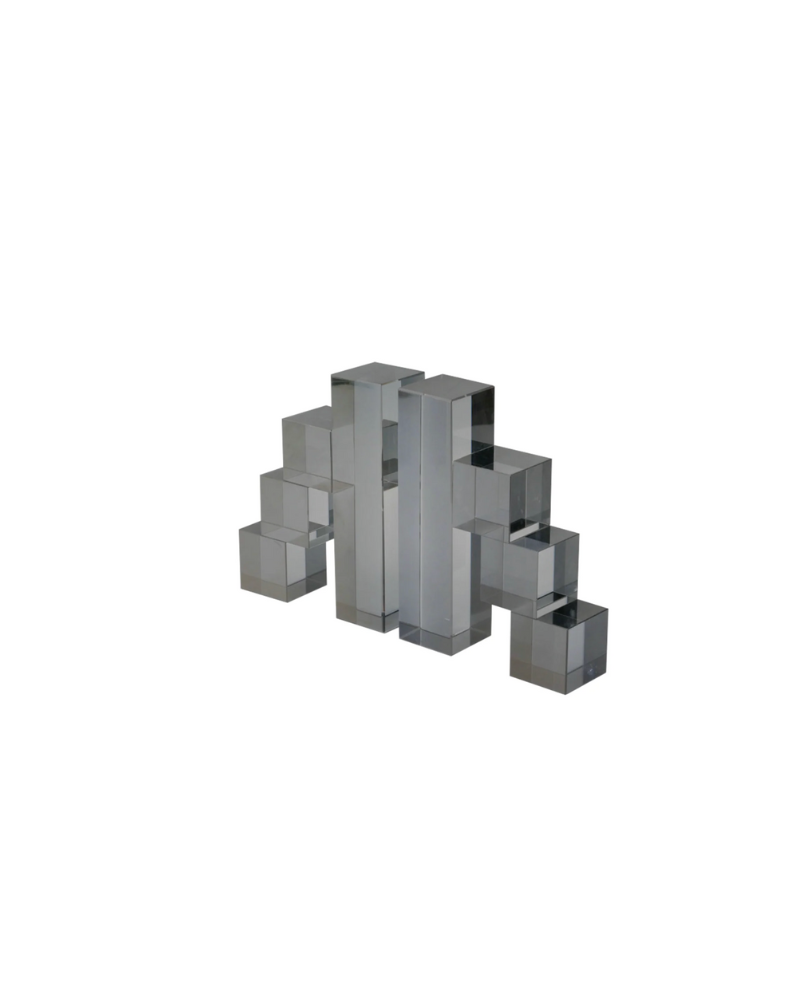 Glass Block Bookends - Smoke