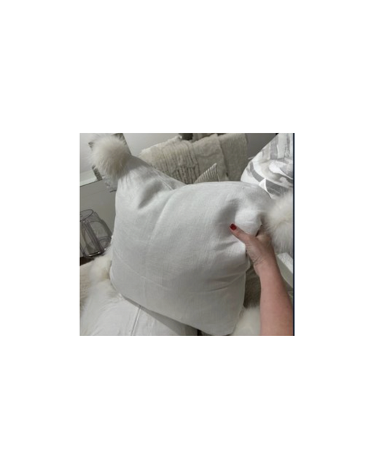 Roxy White/White Euro with PomPoms