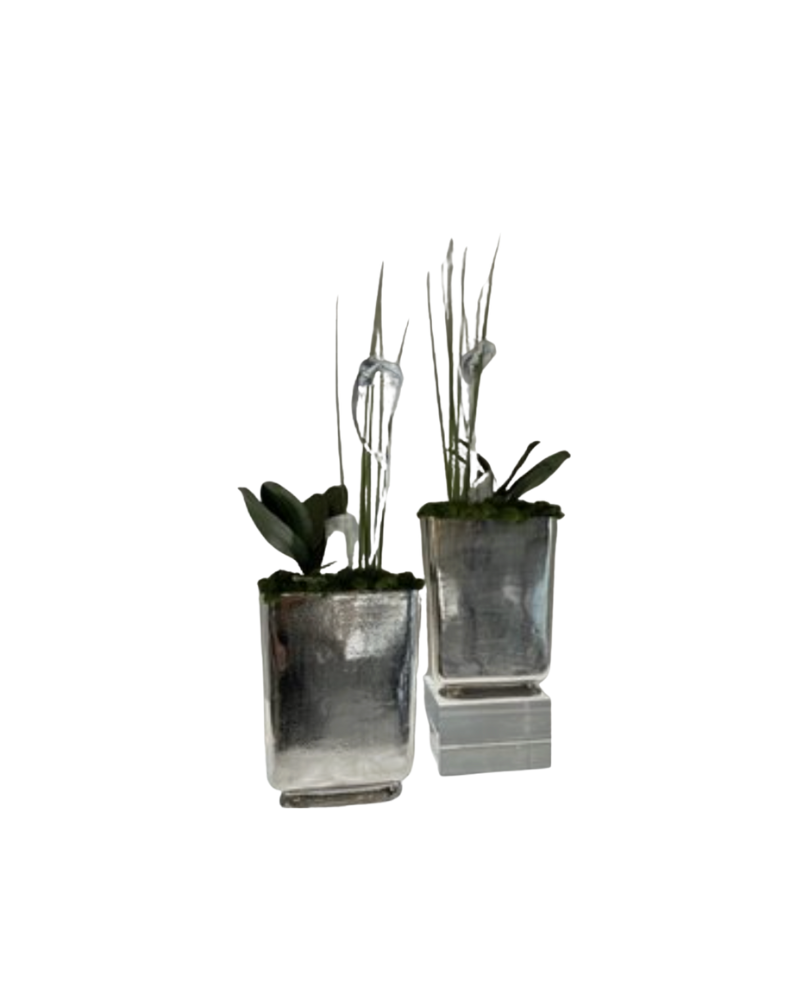 Cecily Tall Vase Floral - Silver