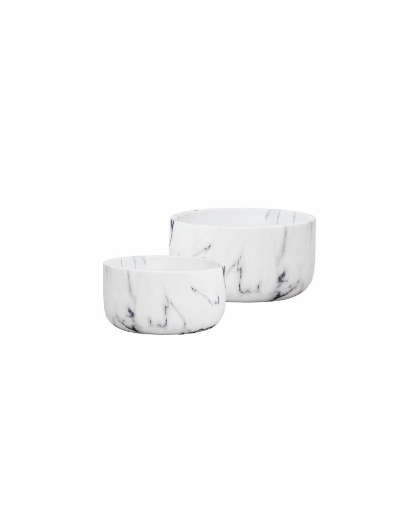 Ceramic Marble Bowl Set of 2- Black and White