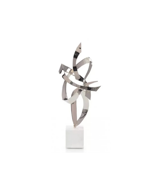 Abstract Ribbon Sculpture - Silver