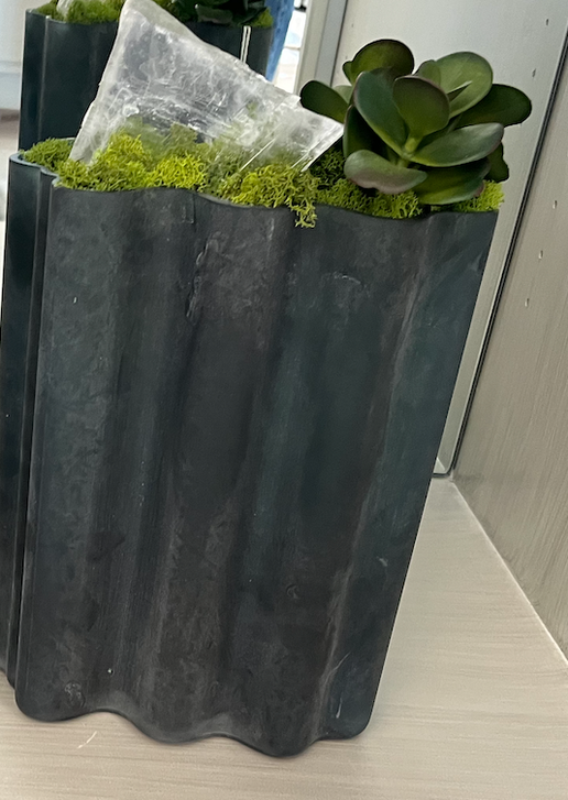 Frosted Vase Floral - Blue