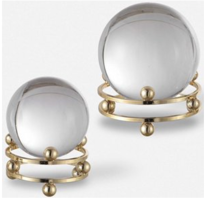 Glass Ball with Gold Base (Set of 2)