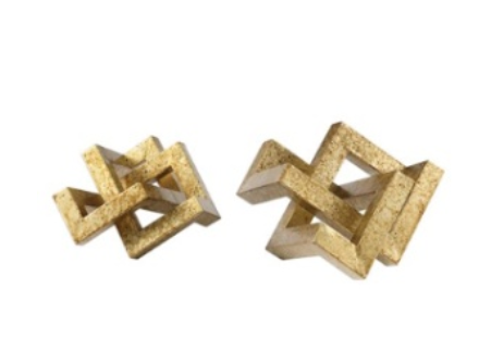 Gold Interlocking Sculpture Large (Set of 2)