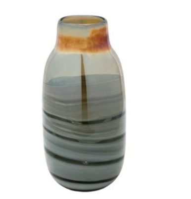 Glass 15 H Metallic Vase Striped SB